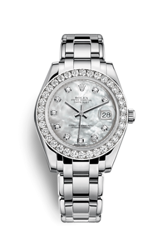 Rolex 81299-0014 : Datejust Pearlmaster 34 White Gold Diamond Mother of Pearl Diamonds