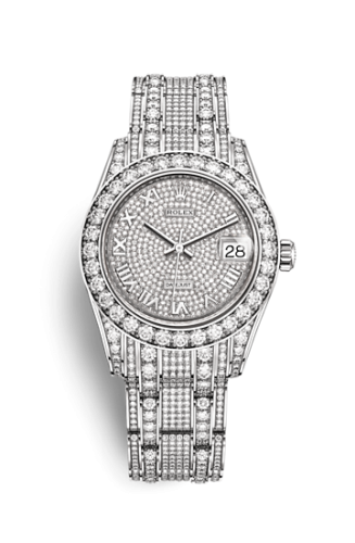 Rolex 81409rbr-0001 : Datejust Pearlmaster 34 White Gold Diamond / Paved Roman