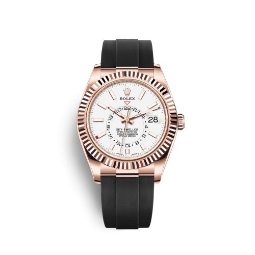 Rolex 326235-0004 : Sky-Dweller Everose / White / Oysterflex