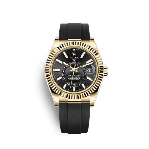 Rolex 326238-0009 : Sky-Dweller Yellow Gold / Black / Oysterflex