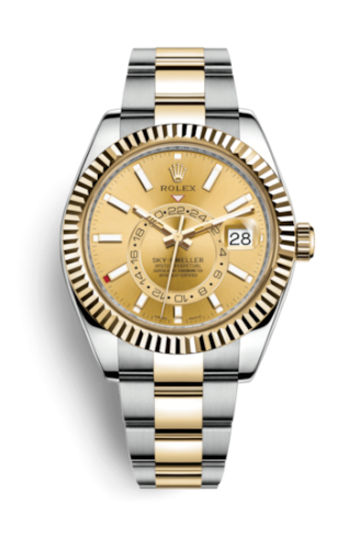 Rolex 326933-0001 : Sky-Dweller Stainless Steel / Yellow Gold / Champagne