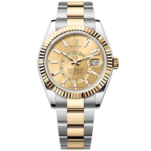 Rolex 336933-0001 : Sky-Dweller Stainless Steel - Yellow Gold / Champagne / Oyster