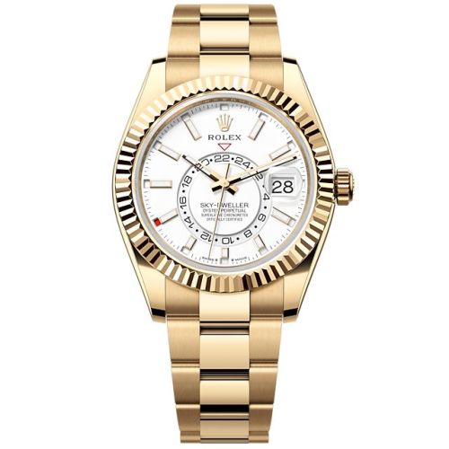 Rolex 336938-0003 : Sky-Dweller Yellow Gold / White / Oyster