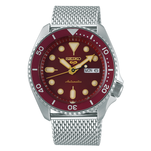 Seiko SRPD69K1 : 5 Sports Suits Style Stainless Steel / Red / Mesh