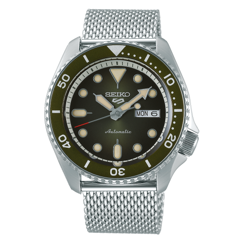Seiko SRPD75K1 : 5 Sports Suits Style Stainless Steel / Green / Mesh