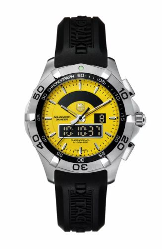 TAG Heuer CAF1011.FT8011 : Aquaracer 300M Chronotimer Stainless Steel / Yellow / Rubber