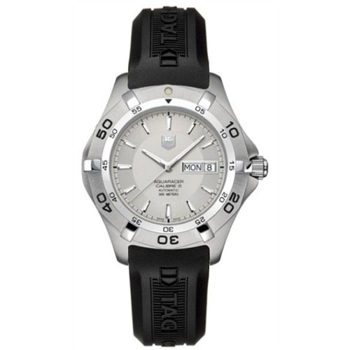 TAG Heuer WAF2011.FT8010 : Aquaracer 300M Calibre 5 Day-Date 41 Stainless Steel / Silver / Rubber