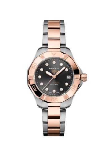 TAG Heuer WBP1324.BB0005 : Aquaracer Professional 200 Solargraph 34 Stainless Steel - Rose Gold / Grey - Diamond