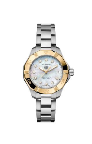 TAG Heuer WBP1325.BA0005 : Aquaracer Professional 200 Solargraph 34 Stainless Steel - Yellow Gold / MOP - Diamond