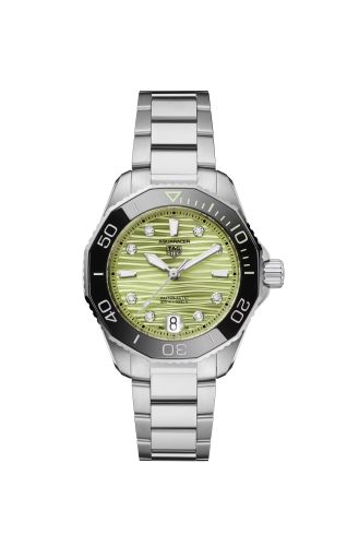TAG Heuer WBP231L.BA0618 : Aquaracer Professional 300 36 Stainless Steel / Pastel Green - Diamond / Bracelet