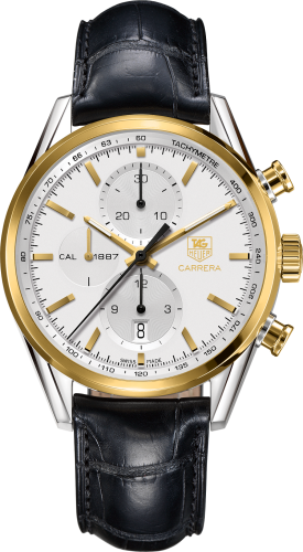 TAG Heuer CAR2150.FC6266 : Carrera Calibre 1887 41 Stainless Steel / Yellow Gold / Silver / Alligator