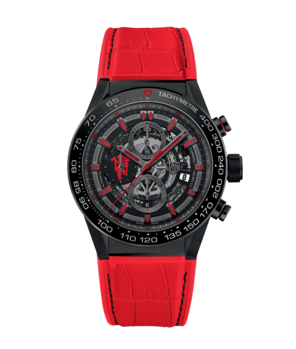 TAG Heuer CAR2A1J.FC6416 : Carrera Calibre Heuer 01 45 Stainless Steel / Skeleton / Alligator / Manchester United