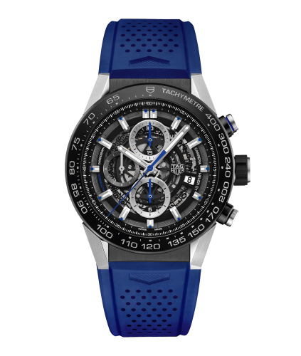 TAG Heuer CAR2A1T.FT6052 : Carrera Calibre Heuer 01 45 Stainless Steel / Skeleton / Rubber /  Blue Touch
