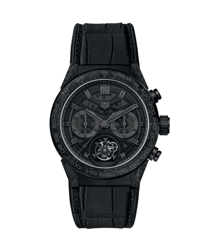 TAG Heuer CAR5A8P.FC6415 : Carrera Calibre Heuer 02T 45 Chronograph Tourbillon Carbon / Alligator