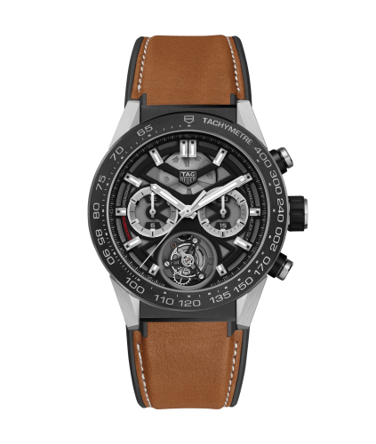 TAG Heuer CAR5A8Y.FT6072 : Carrera Calibre Heuer 02T 45 Chronograph Tourbillon Titanium / Ceramic / Calf