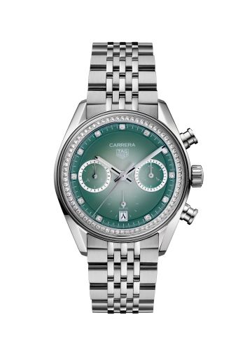 TAG Heuer CBS221A.BA0048 : Carrera Chronograph Glass Box Stainless Steel / Green - Diamond / Middle East Edition