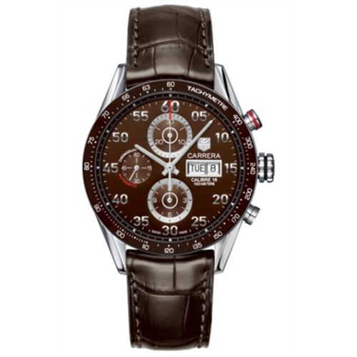 TAG Heuer CV2A12.FC6236 : Carrera Calibre 16 Day Date 43 Stainless Steel / Brown / Alligator