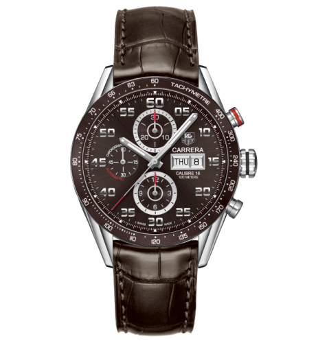 TAG Heuer CV2A1S.FC6236 : Carrera Calibre 16 Day Date 43 Stainless Steel / Brown / Alligator