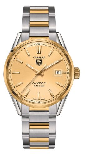 TAG Heuer WAR215A.BD0783 : Carrera Calibre 5 39 Stainless Steel / Yellow Gold / Champagne / Bracelet