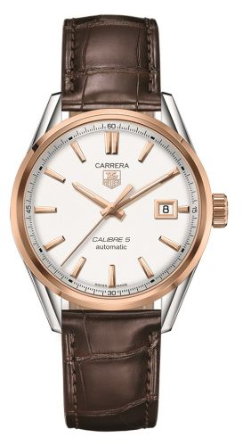 TAG Heuer WAR215D.FC6181 : Carrera Calibre 5 39 Stainless Steel / Rose Gold / Silver / Alligator