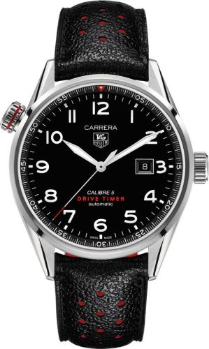 TAG Heuer WAR2A10.FC6337 : Carrera Calibre 5 Drive Timer 43 Stainless Steel / Black / Calf