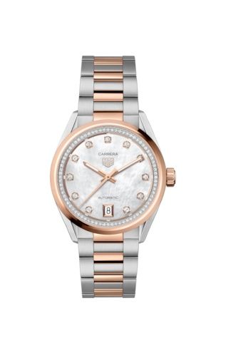 TAG Heuer WBN2351.BD0000 : Carrera Date 36 Stainless Steel - Rose Gold / MOP - Diamond