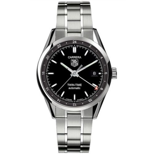 TAG Heuer WV2115.BA0787 : Carrera Calibre 7 Twin Time Stainless Steel / Black / Bracelet