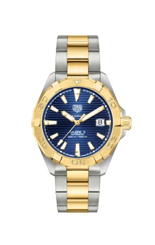 TAG Heuer WBD2120.BB0930 : Aquaracer Calibre 5 41 Stainless Steel - Yellow Gold / Blue / Bracelet