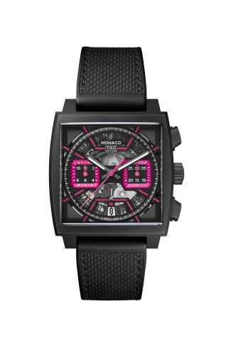 TAG Heuer CBL218B.FT6236 : Monaco Calibre Heuer 02 Titanium DLC / Skeleton - Pink / Las Vegas