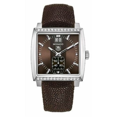 TAG Heuer WAW1316.EB0025 : Monaco Quartz Big Date Stainless Steel / Diamond / Brown / Galuchat