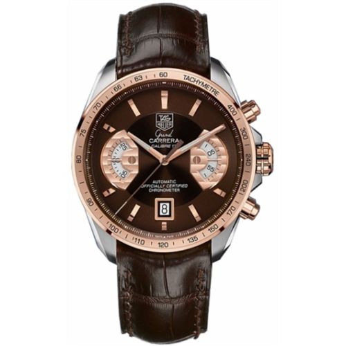 TAG Heuer CAV515C.FC6231 : Grand Carrera Calibre 17 RS 43 Stainless Steel / Red Gold / Brown / Alligator