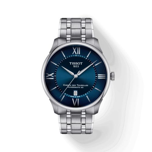 Tissot T139.407.11.048.00 : Chemin Des Tourelles Powermatic 80 42 Stainless Steel / Blue / Bracelet