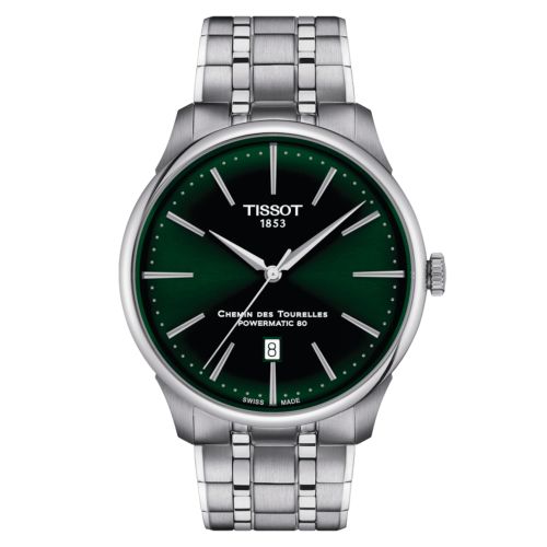 Tissot T139.407.11.091.00 : Chemin Des Tourelles Powermatic 80 42 Stainless Steel / Green / Bracelet