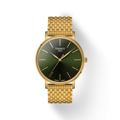 Tissot T143.410.33.091.00 : Everytime 40 Yellow Gold / Green / Bracelet