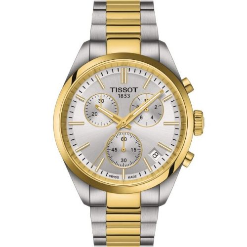 Tissot T150.417.22.031.00 : PR 100 Quartz Chronograph Stainless Steel - Yellow Gold  / Silver / Bracelet