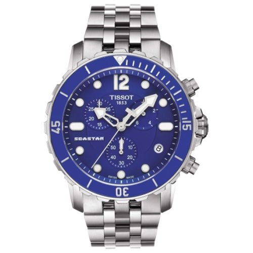 Tissot T066.417.11.047.00 : Seastar 1000 Quartz Chronograph Stainless steel / Blue / Bracelet