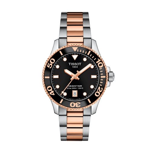 Tissot T120.210.22.051.01 : Seastar 1000 36 Quartz Stainless Steel - Rose Gold / Black / Bracelet