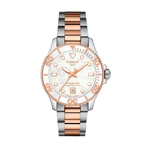 Tissot T120.210.22.111.00 : Seastar 1000 36 Quartz Stainless Steel - Rose Gold / MOP / Bracelet