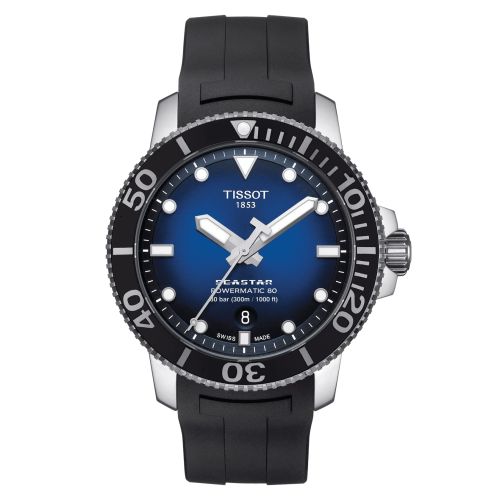 Tissot T120.407.17.041.00 : Seastar 1000 Powermatic 80 43 Stainless Steel / Gradient Blue / Rubber