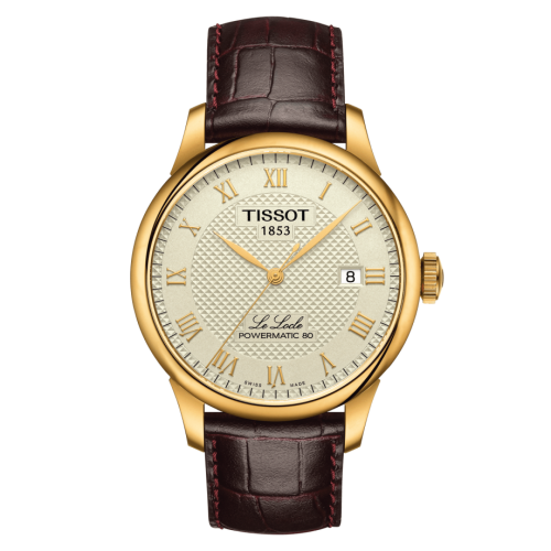 Tissot T006.407.36.263.00 : Le Locle Powermatic 80 39.3 Yellow Gold PVD / Ivory / Strap