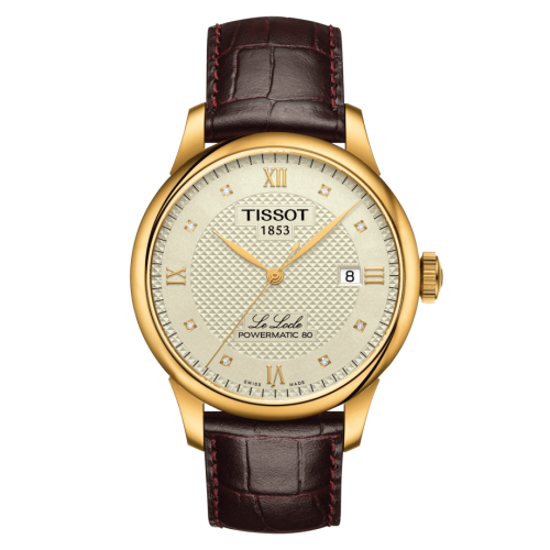 Tissot T006.407.36.266.00 : Le Locle Powermatic 80 39.3 Yellow Gold PVD / Ivory / Strap