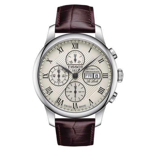 Tissot T006.414.16.263.00 : Le Locle 42.3 Valjoux Chronograph Stainless Steel / Ivory / Strap