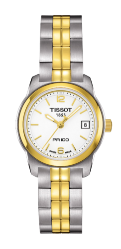 Tissot T049.210.22.01.700 : PR 100 Quartz 24.5 Stainless Steel / Yellow Gold PVD / White / Bracelet