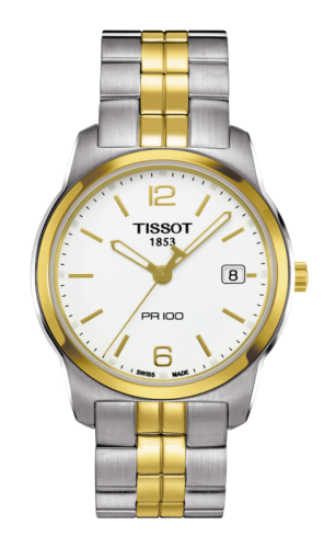 Tissot T049.410.22.017.00 : PR 100 Quartz 38 Stainless Steel / Yellow Gold PVD / White / Bracelet