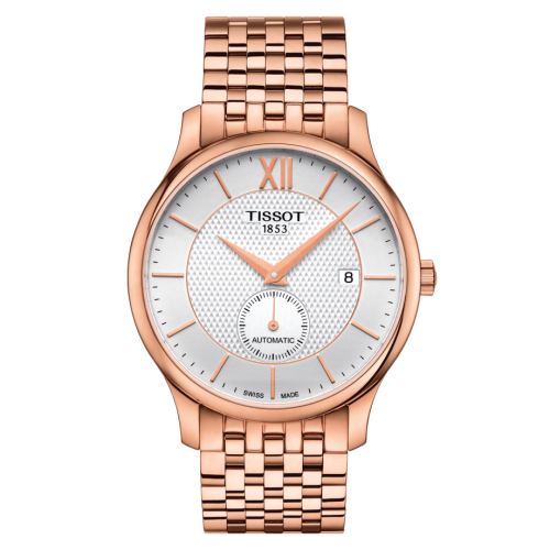 Tissot T063.428.33.038.00 : Tradition Automatic Small Second Rose Gold PVD / Silver / Bracelet