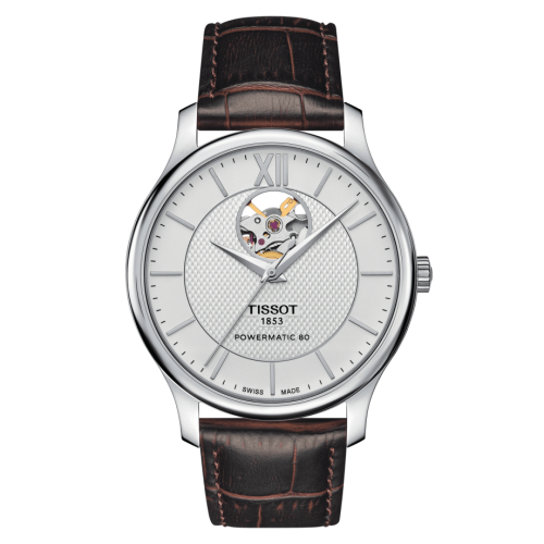 Tissot T063.907.16.038.00 : Tradition Powermatic 80 Open Heart 40 Stainless Steel / Silver / Strap