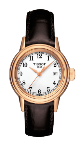 Tissot T085.210.36.012.00 : Carson Quartz 29.7 Rose Gold PVD / White / Strap