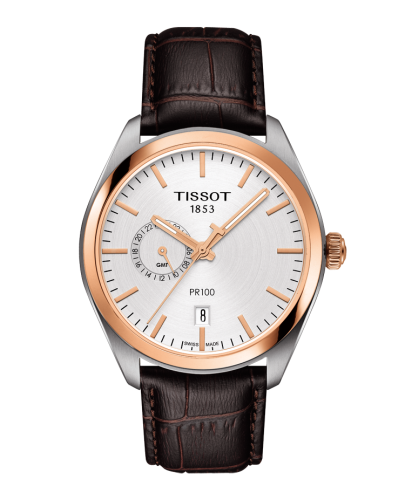 Tissot T101.452.26.031.00 : PR 100 39 Dual Time Stainless Steel / Yellow Gold / Silver / Strap
