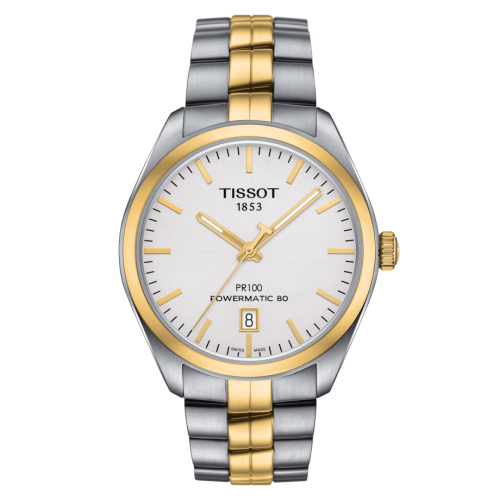 Tissot T101.407.22.031.00 : PR 100 Powermatic 80 39 Stainless Steel / Yellow Gold PVD / Silver / Bracelet