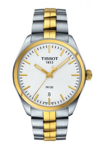 Tissot T101.410.22.031.00 : PR 100 Quartz 39 Stainless Steel / Yellow Gold PVD / Silver / Bracelet